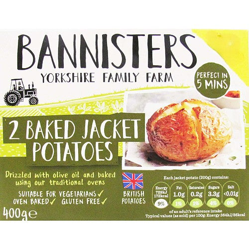 Bannisters Yorkshire Family Farm 2 Baked Jacket Potatoes 400g