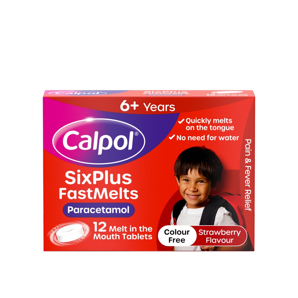 Calpol SixPlus Fast Melts Paracetamol Strawberry Flavour 6+ Years 12s