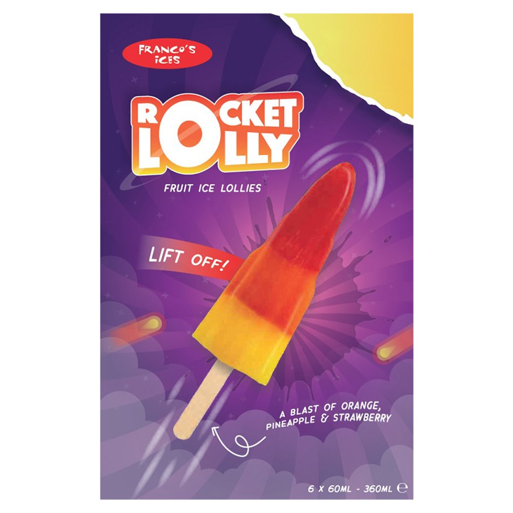 Franco's Ices Rocket Lolly Fruit Ice Lollies 6 x 60ml (360ml) PM £2.00