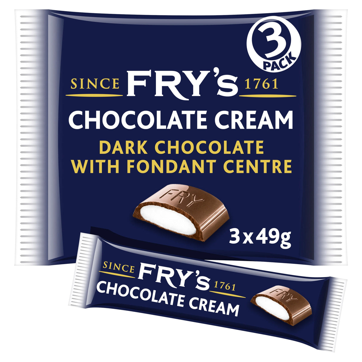 Fry's Chocolate Cream Chocolate Bar 3 Pack Multipack 147g (3 x 49g)