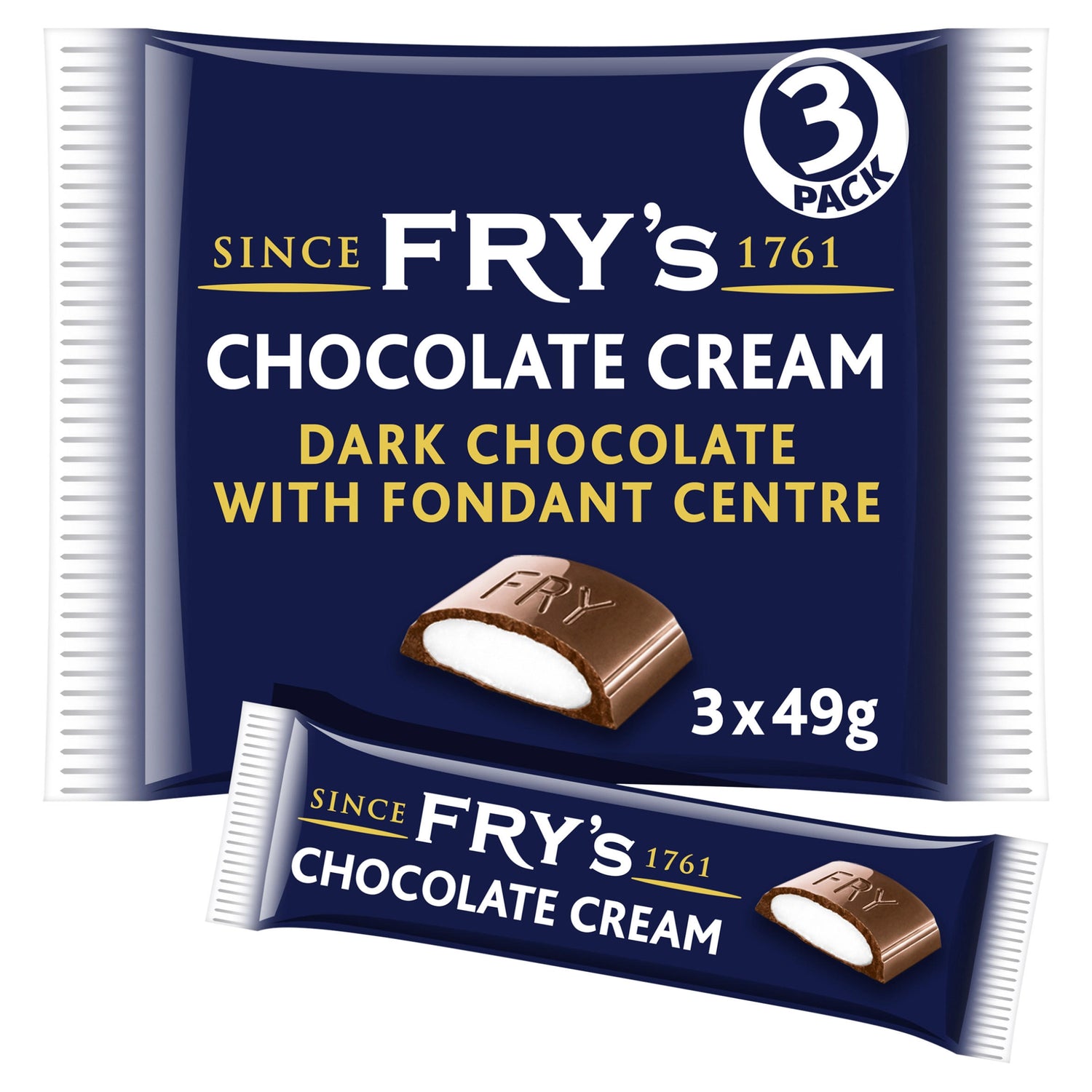 Fry's Chocolate Cream Chocolate Bar 3 Pack Multipack 147g (3 x 49g)