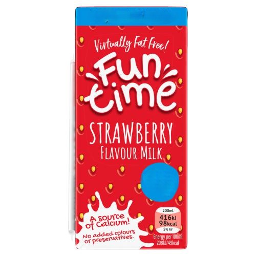Fun Time Strawberry Flavour Milk 200ml PM 39p 3 For £1.00