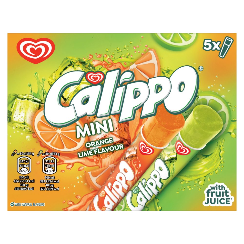 Heartbrand Calippo Mini Ice Lollies Orange & Lemon-Lime 5x 80 ml