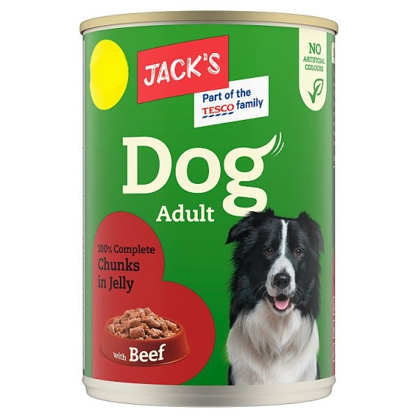 Jack's Dog Adult 100% Complete Chunks in Jelly with Beef 415g Pm £1.09