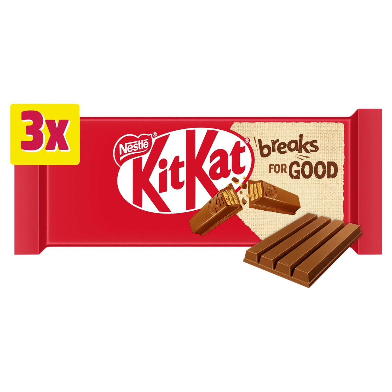 KitKat 4 Finger Milk Chocolate Biscuit Bar 3 Pack Multipack 124.5g PMP £1.85