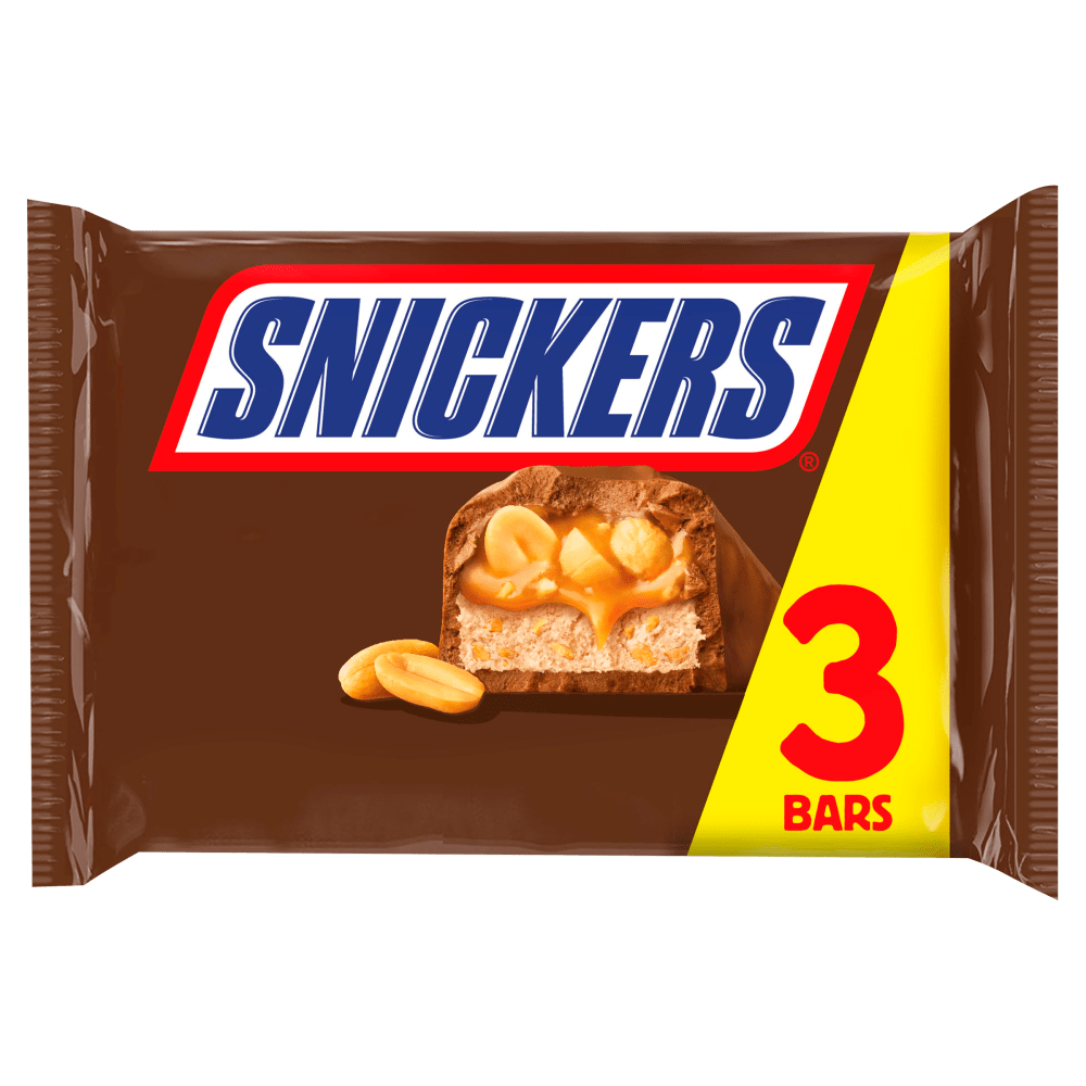 Snickers Caramel, Nougat, Peanuts & Milk Chocolate Bars Multipack £1.50 PMP 3x41.7g