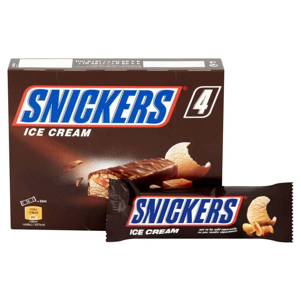 Snickers Chocolate Peanut Ice Cream Bars 4pack (4 x 45.6g)