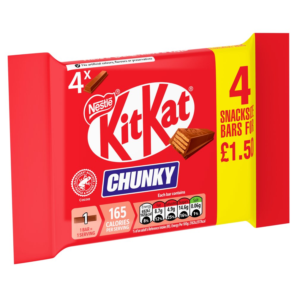 Nestle Kit Kat Chunky 4pk Multipack Pm £1.50