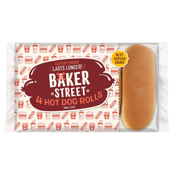 Baker Street 4 Hot Dog Rolls Pre-Cut