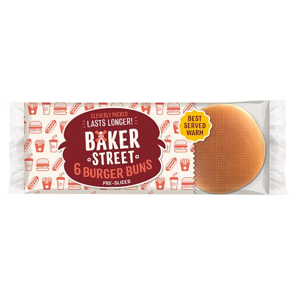 Baker Street 6 Pre-Sliced Burger Buns