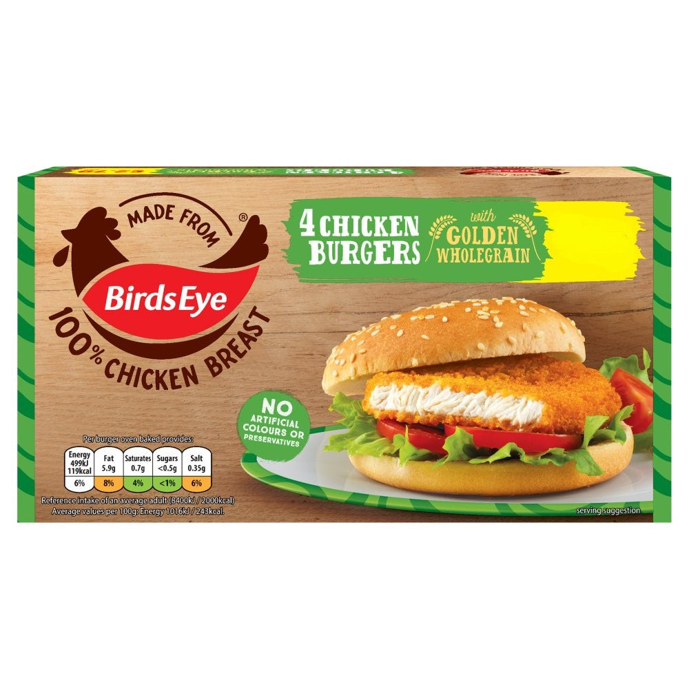 Birds Eye 4 Chicken Burgers 220g PM £2.79