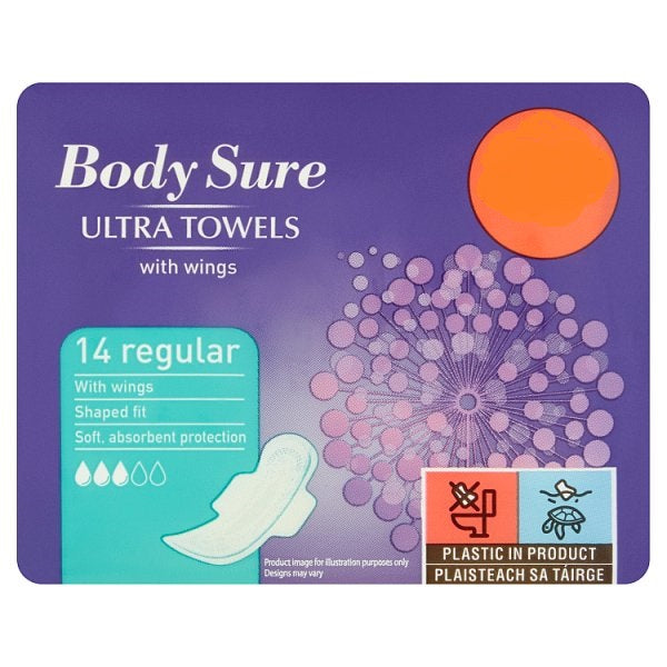 Body Sure 14 Regular Ultra Towels with Wings PM £1.25