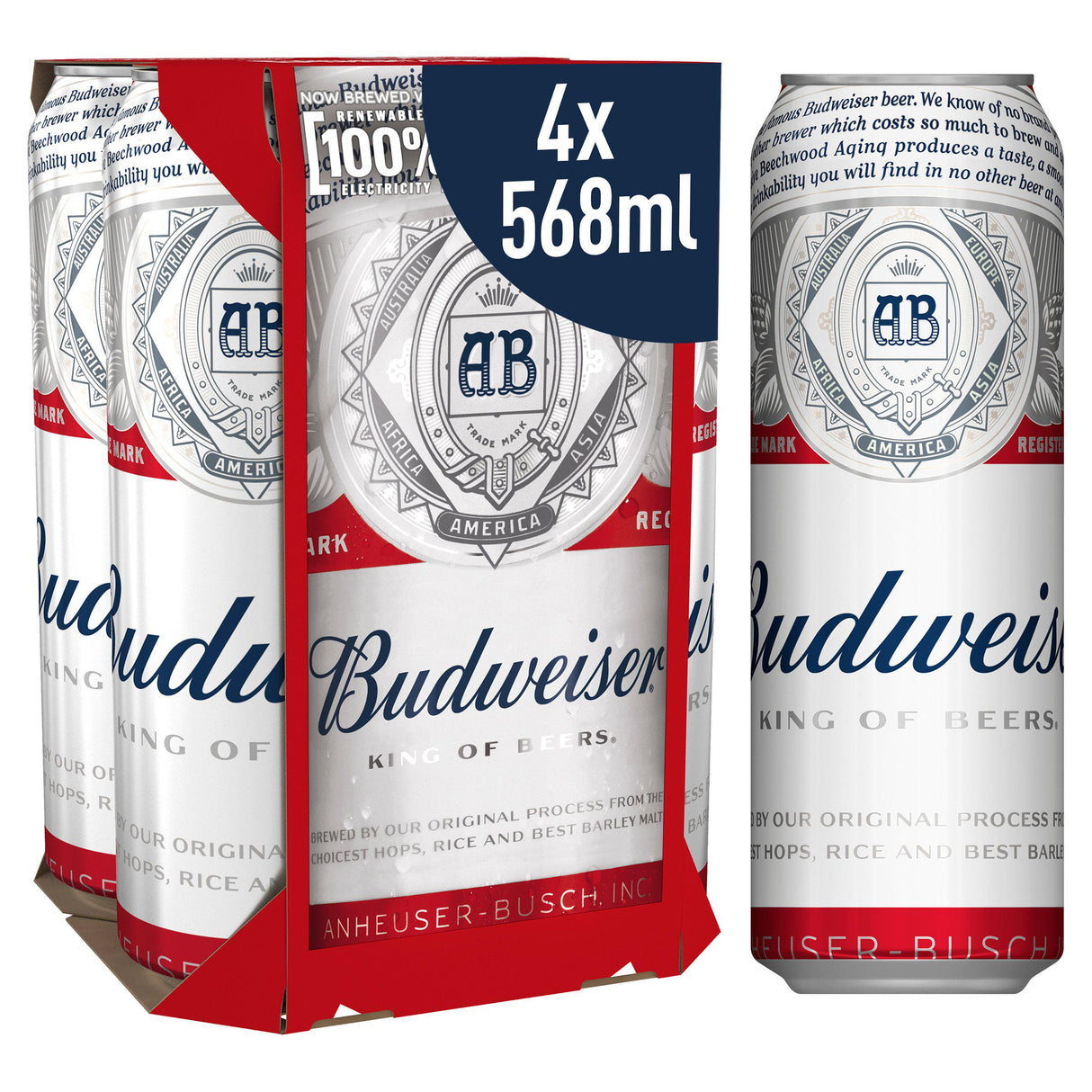 Budweiser 4 Pack Pint Can Pm £7.59 568ml