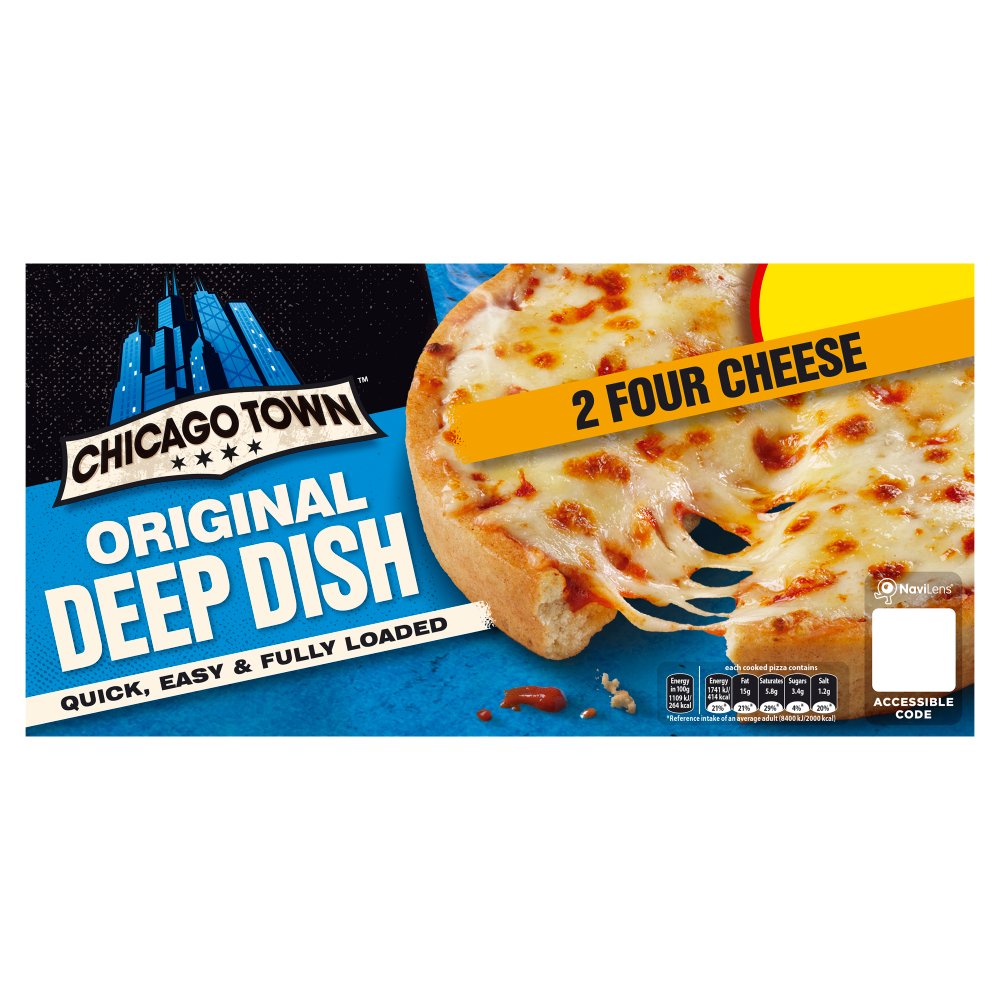 Chicago Town 2 Deep Dish Four Cheese Mini Pizzas 2 x 148g PM £2.50