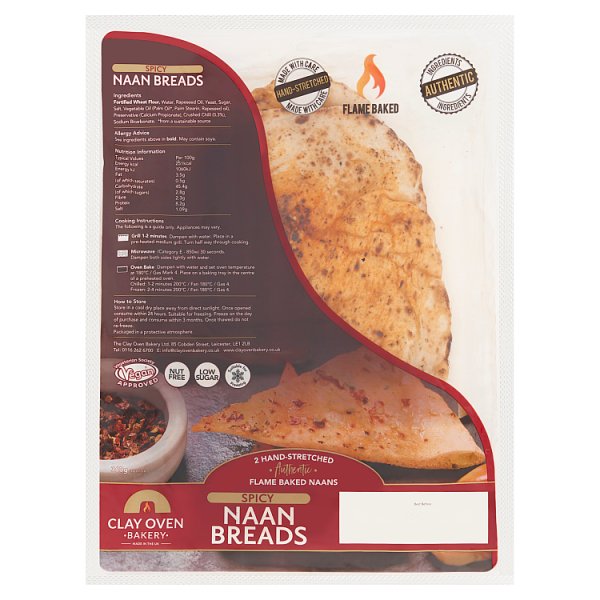 Clay Oven Bakery Spicy Naan Breads 360g