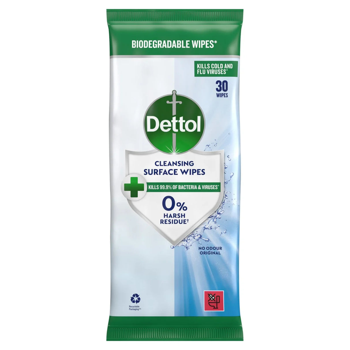 Dettol Antibacterial Surface Cleansing Wipes, 30 Wipes
