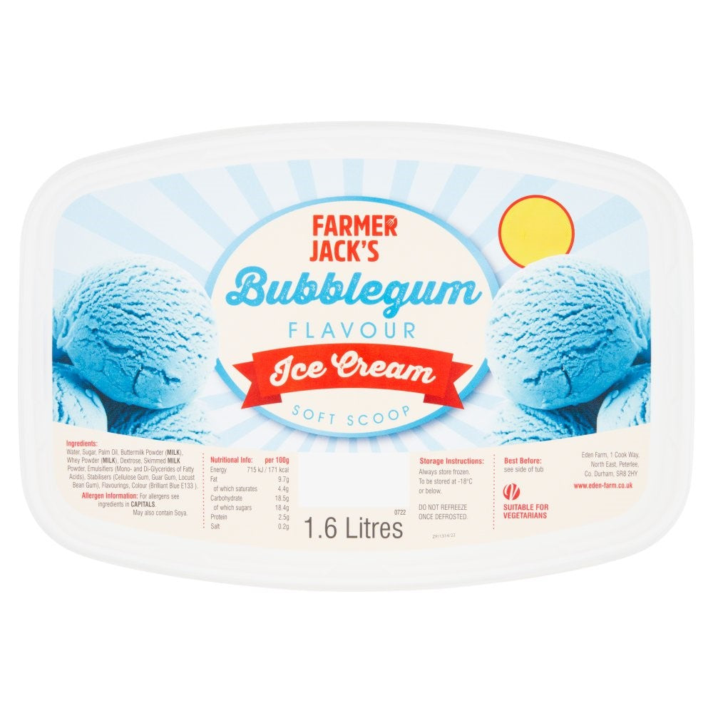 Farmer Jack's Bubblegum Flavour Ice Cream 1.6 Litres