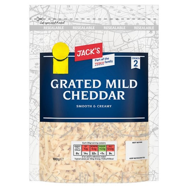 Jack's Grated Mild Cheddar 180g PM £2.49 2 For £4.00