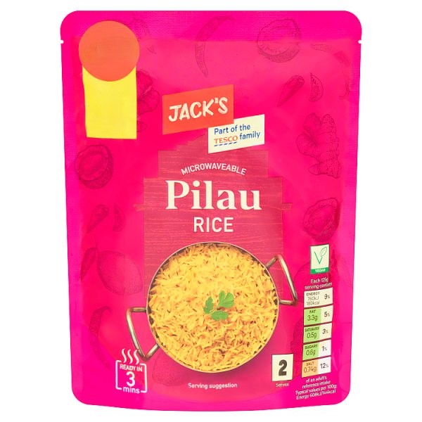 Jack's Microwaveable Pilau Rice 250g PM £1.19 2 for £2.00