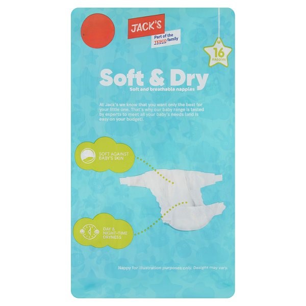 Jack's Soft & Dry Size 4 16 Nappies PM £2.99