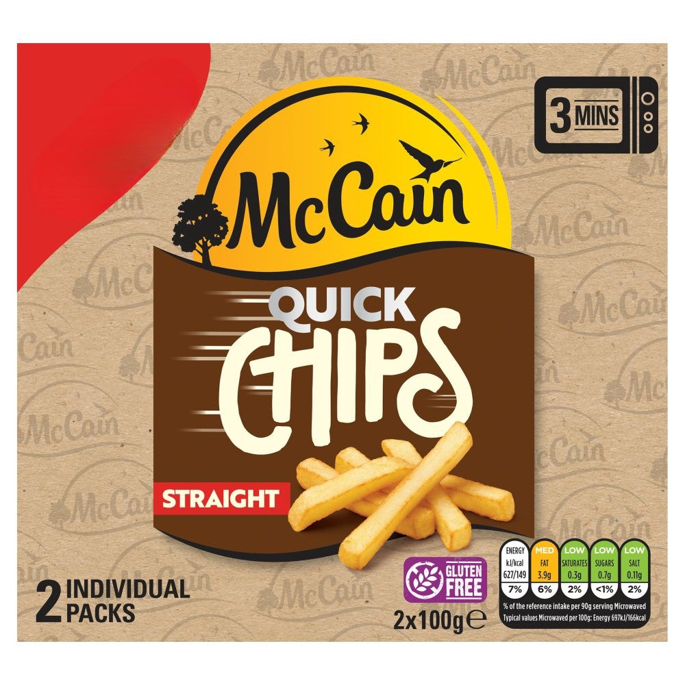 McCain Straight Quick Chips 2 x 100g (200g) PM £1.69