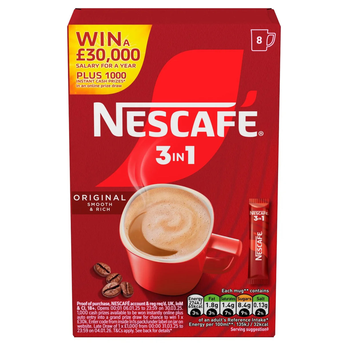 Nescafe 3 In 1 Original Coffee Sachets Pm £1 16g