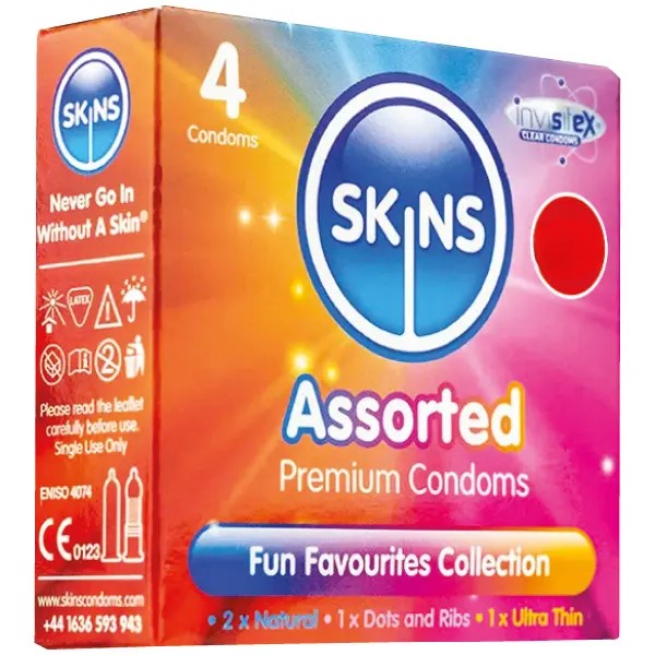 Skins Condoms Assorted 4pk Pm £2.99 4's