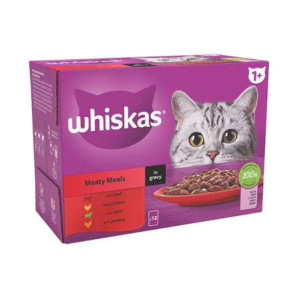 Whiskas 1 + Pouch Meaty Meals In Gravy 12pk 85g