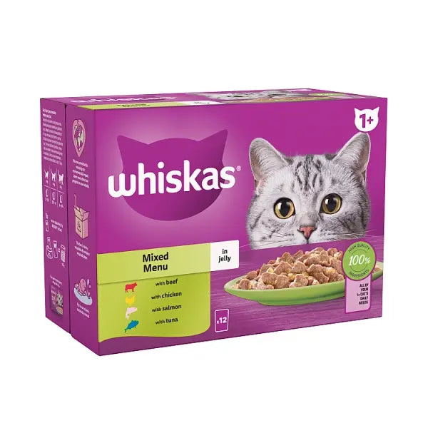 Whiskas 1 + Pouch Mixed Menu In Jelly 12pk 85g