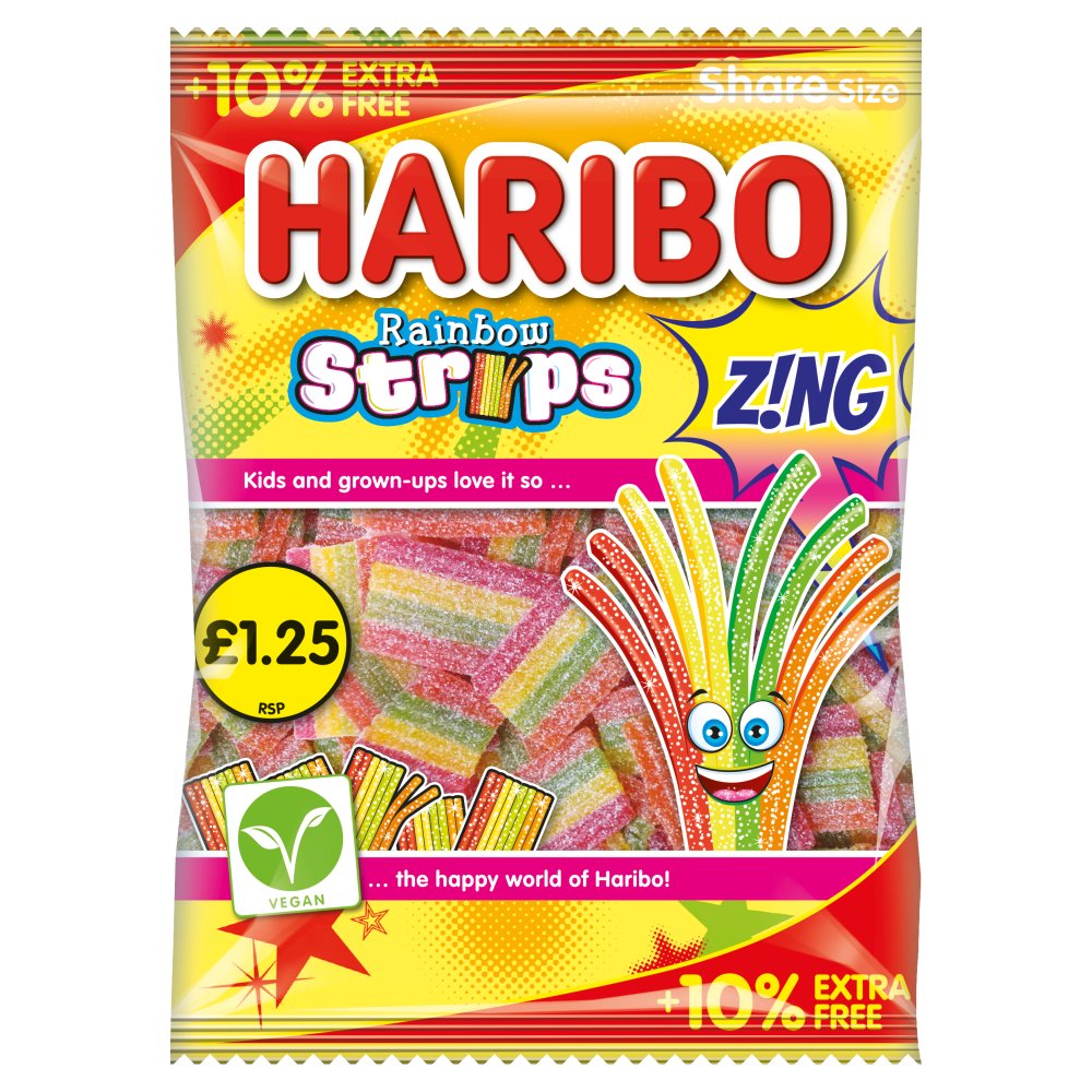 Haribo Rainbow Strips Z!ng Pm1.25 10% Free 143g